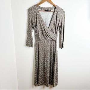 Boden Brown Circle Dot Faux Wrap Dress